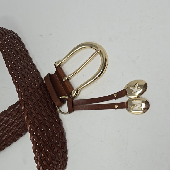 Michael Kors Breaded Woven Genuine Leather Women's Belt Size M - Picture 2 of 5